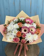 Букет цветов из:  Розы, Герберы и Хризантемы в Радумле