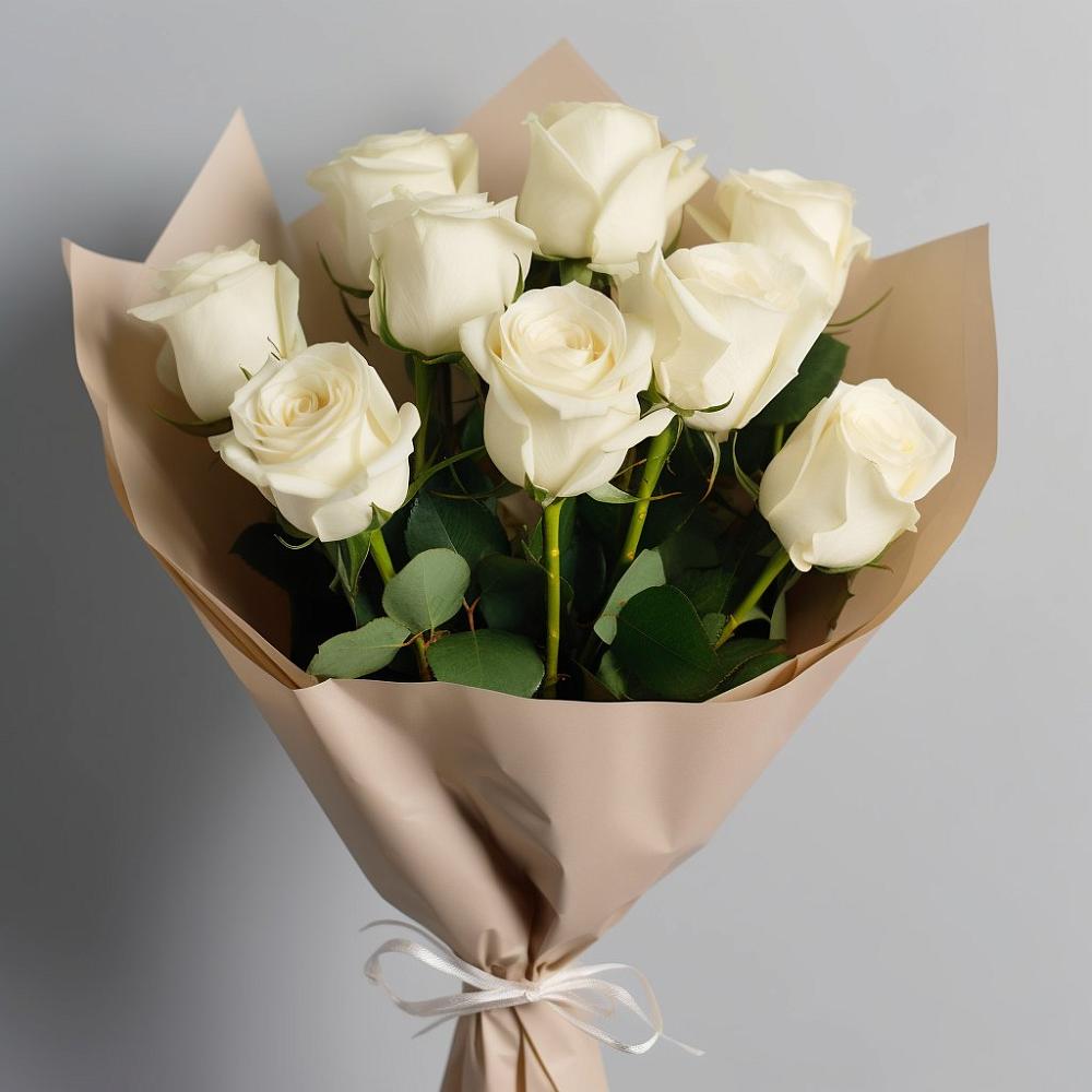 Букет 9 Белых роз Эдлесс Лав в Радумле