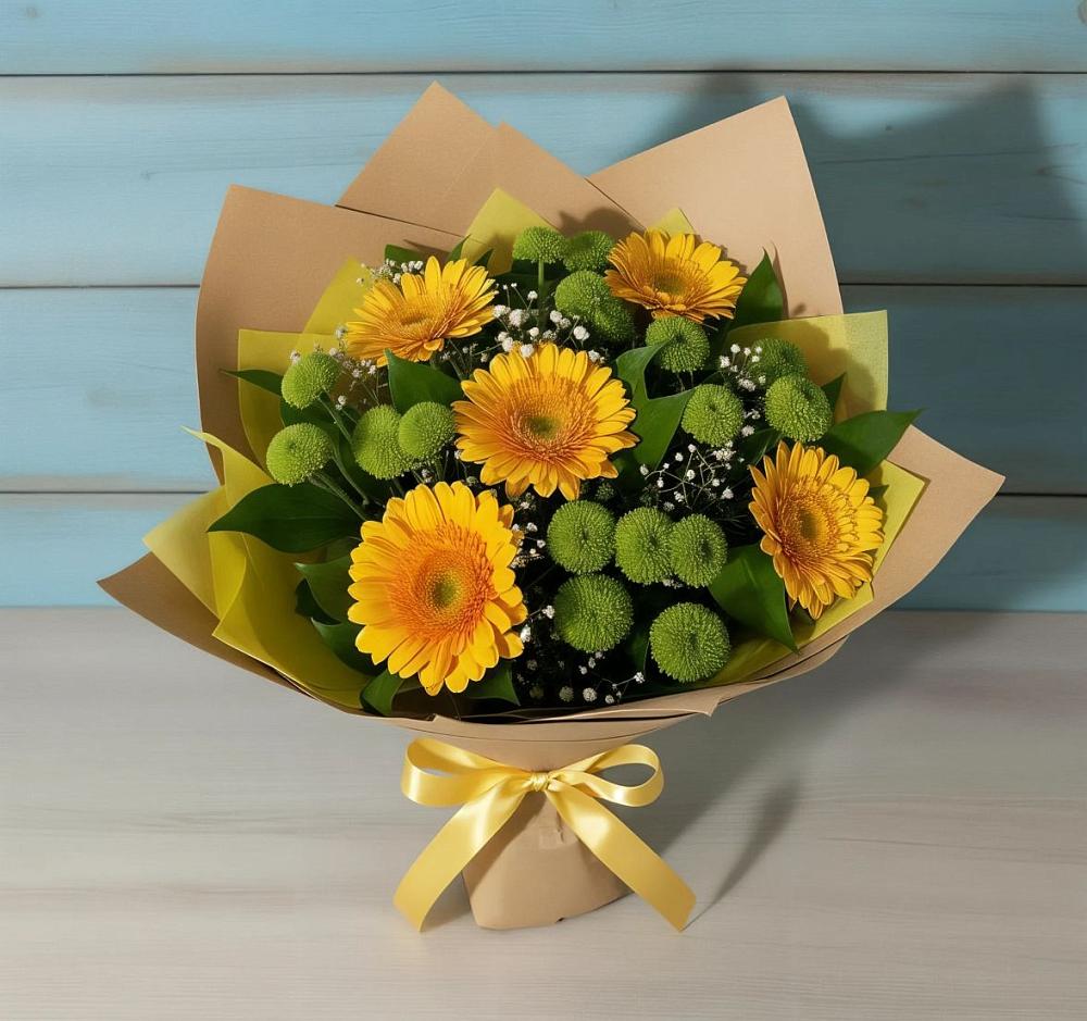 Букет цветов из: Герберы и Хризантемы в Радумле